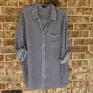 Velvet Heart Blue White Striped Button Down Tunic Shirt